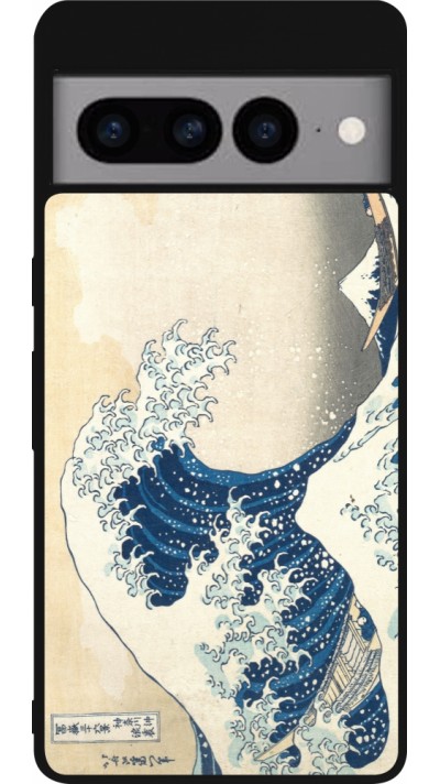 Google Pixel 7 Pro Case Hülle - Silikon schwarz Kunstbild - Die große Welle vor Kanagawa - Hokusai
