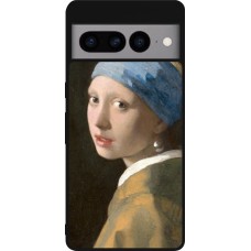 Google Pixel 7 Pro Case Hülle - Silikon schwarz Kunstbild - Das Mädchen mit dem Perlenohrring - Jan Vermeer