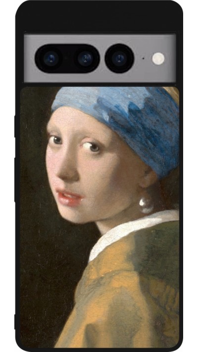 Google Pixel 7 Pro Case Hülle - Silikon schwarz Kunstbild - Das Mädchen mit dem Perlenohrring - Jan Vermeer