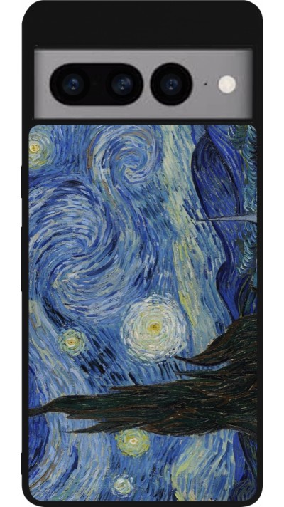 Google Pixel 7 Pro Case Hülle - Silikon schwarz Kunstbild - Sternennacht - Van Gogh