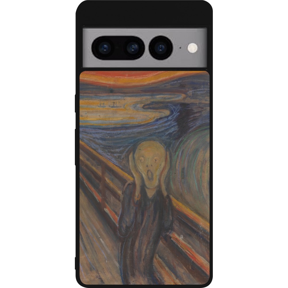 Google Pixel 7 Pro Case Hülle - Silikon schwarz Kunstbild - Der Schrei - Edvard Munch