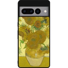 Google Pixel 7 Pro Case Hülle - Silikon schwarz Kunstbild - Sonnenblumen  - Van Gogh