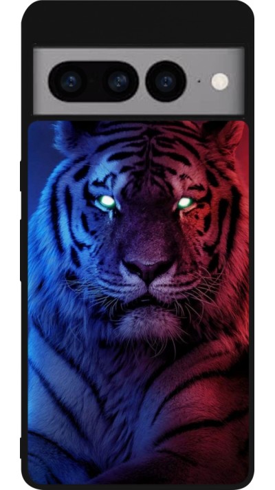 Google Pixel 7 Pro Case Hülle - Silikon schwarz Tiger Blue Red