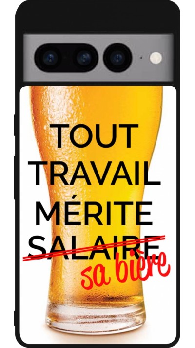 Coque Google Pixel 7 Pro - Silicone rigide noir Tout travail mérite sa bière
