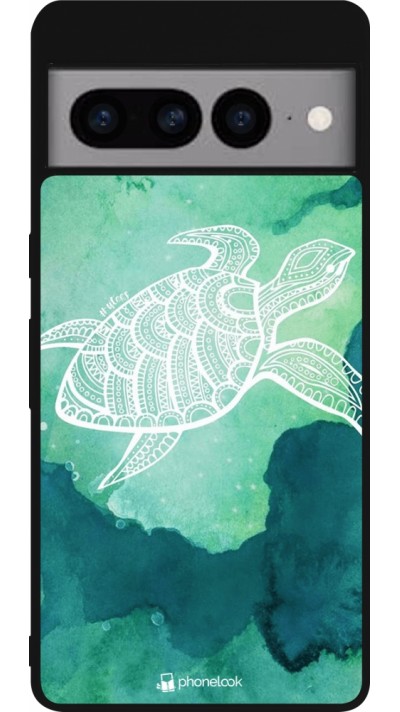 Google Pixel 7 Pro Case Hülle - Silikon schwarz Turtle Aztec Watercolor