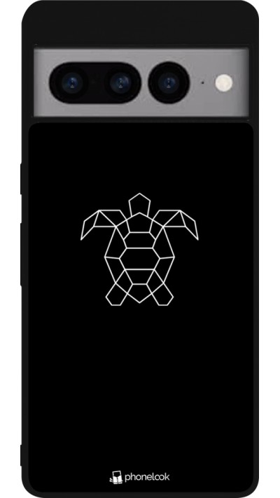 Google Pixel 7 Pro Case Hülle - Silikon schwarz Turtles lines on black