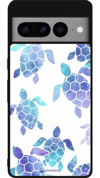 Google Pixel 7 Pro Case Hülle - Silikon schwarz Turtles pattern watercolor