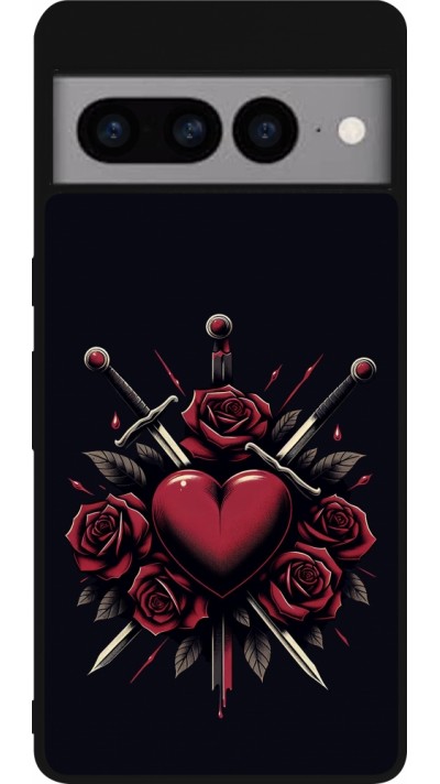 Google Pixel 7 Pro Case Hülle - Silikon schwarz Valentine 2024 gothic love