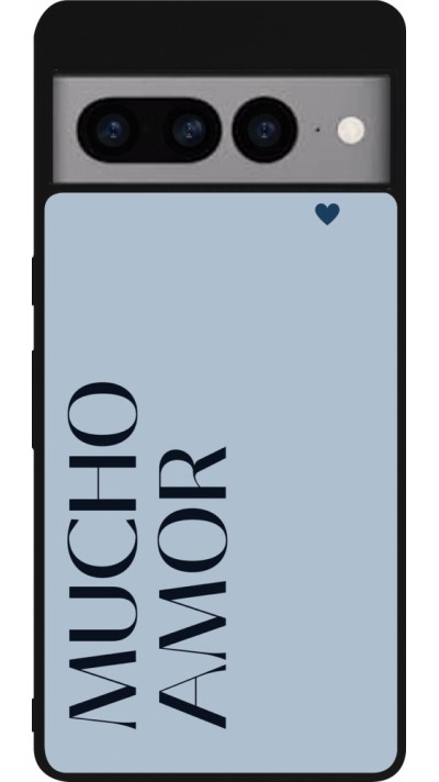 Google Pixel 7 Pro Case Hülle - Silikon schwarz Valentine 2024 mucho amor azul