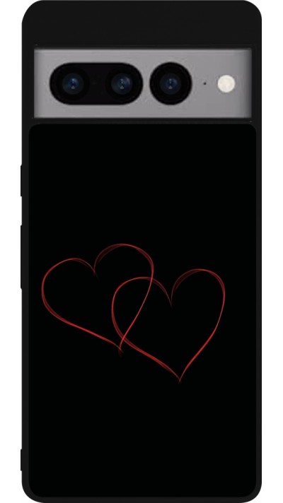 Google Pixel 7 Pro Case Hülle - Silikon schwarz Valentine 2023 attached heart
