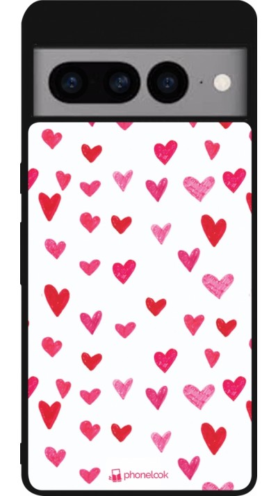 Google Pixel 7 Pro Case Hülle - Silikon schwarz Valentine 2022 Many pink hearts