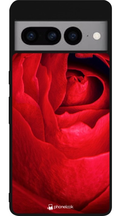 Google Pixel 7 Pro Case Hülle - Silikon schwarz Valentine 2022 Rose
