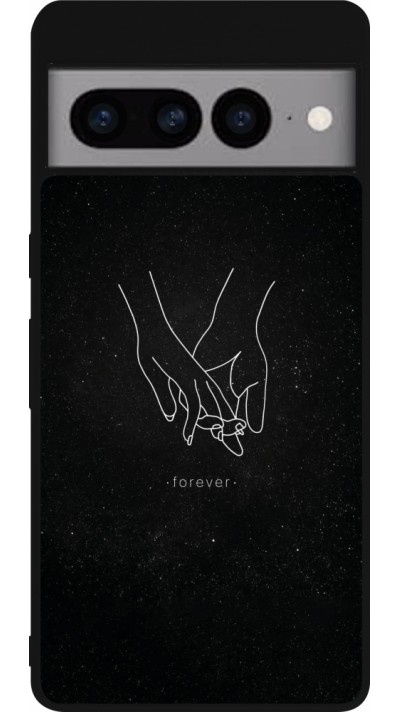 Google Pixel 7 Pro Case Hülle - Silikon schwarz Valentine 2023 hands forever
