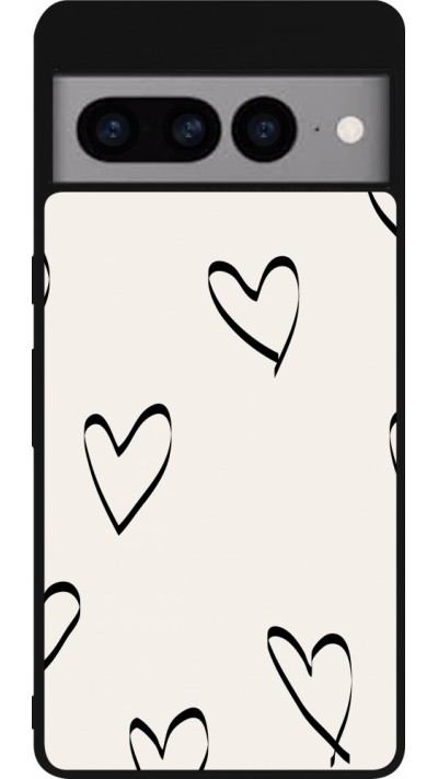 Google Pixel 7 Pro Case Hülle - Silikon schwarz Valentine 2023 minimalist hearts