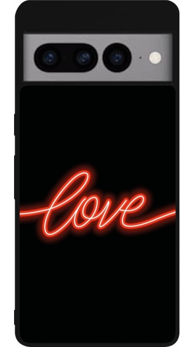 Google Pixel 7 Pro Case Hülle - Silikon schwarz Valentine 2023 neon love