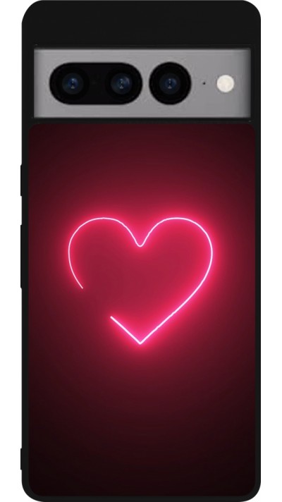 Google Pixel 7 Pro Case Hülle - Silikon schwarz Valentine 2023 single neon heart