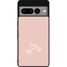 Google Pixel 7 Pro Case Hülle - Silikon schwarz Valentine 2023 three minimalist hearts