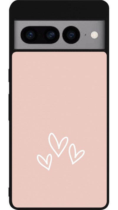 Google Pixel 7 Pro Case Hülle - Silikon schwarz Valentine 2023 three minimalist hearts