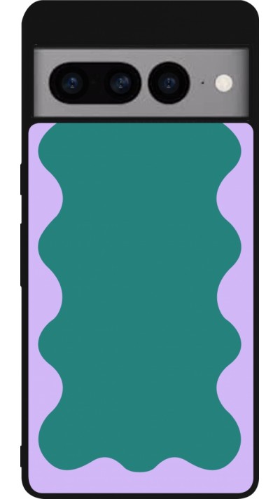 Google Pixel 7 Pro Case Hülle - Silikon schwarz Wavy Rectangle Green Purple