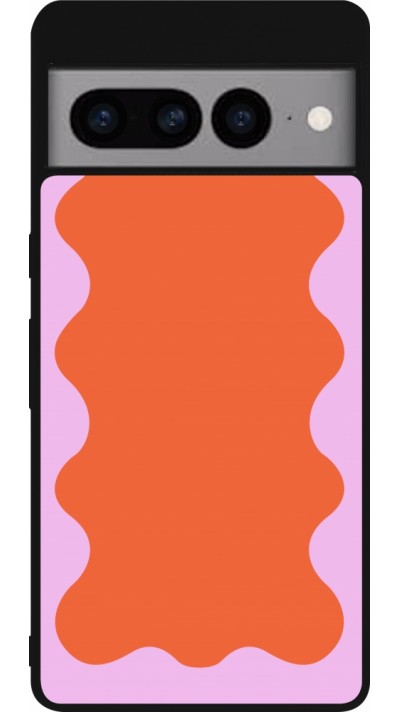 Google Pixel 7 Pro Case Hülle - Silikon schwarz Wavy Rectangle Orange Pink