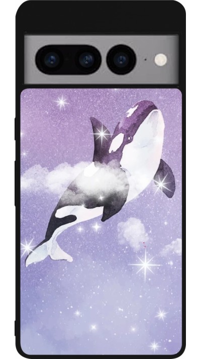 Google Pixel 7 Pro Case Hülle - Silikon schwarz Whale in sparking stars