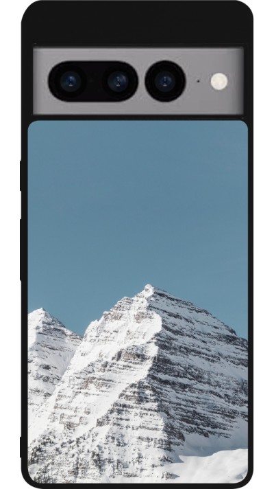 Google Pixel 7 Pro Case Hülle - Silikon schwarz Winter 22 blue sky mountain