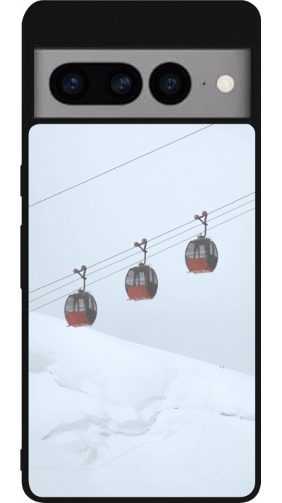 Google Pixel 7 Pro Case Hülle - Silikon schwarz Winter 22 ski lift
