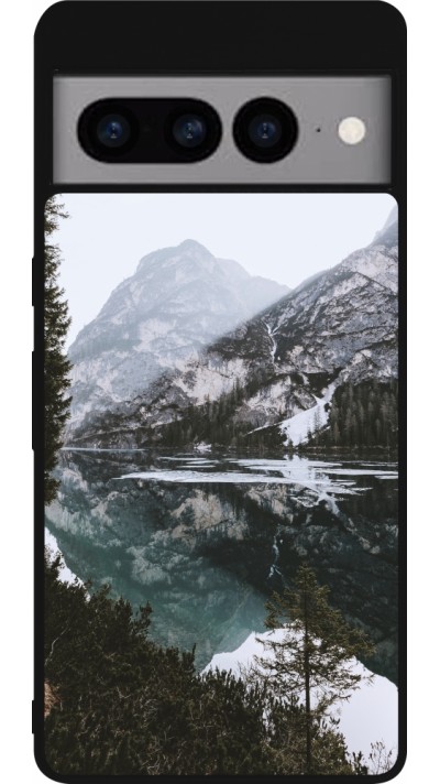 Google Pixel 7 Pro Case Hülle - Silikon schwarz Winter 22 snowy mountain and lake