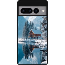 Google Pixel 7 Pro Case Hülle - Silikon schwarz Winter 25 Winter house forest day