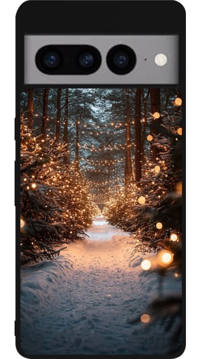 Google Pixel 7 Pro Case Hülle - Silikon schwarz Winter 25 Winter snowy road