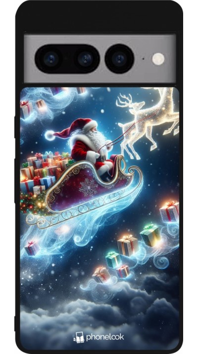 Google Pixel 7 Pro Case Hülle - Silikon schwarz Weihnachten 2023 Verzauberter Weihnachtsmann