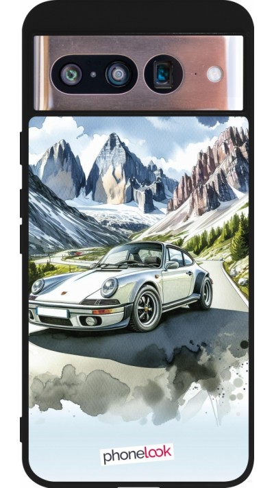 Google Pixel 8 Case Hülle - Silikon schwarz Porsche 911 Berg Aquarell