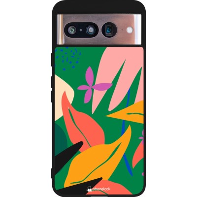 Google Pixel 8 Case Hülle - Silikon schwarz Abstract Jungle