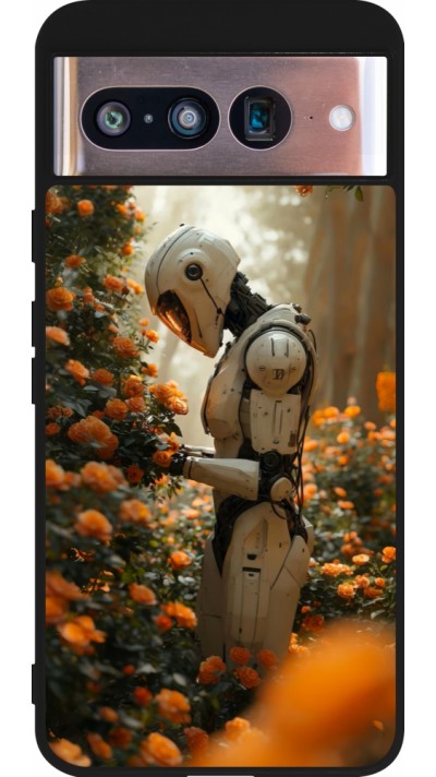 Coque Google Pixel 8 - Silicone rigide noir Astronaut flowers 2025