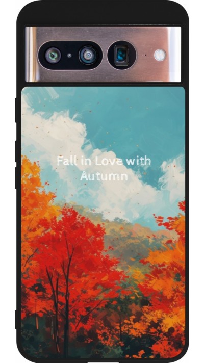 Google Pixel 8 Case Hülle - Silikon schwarz Autumn 25 Fall in love