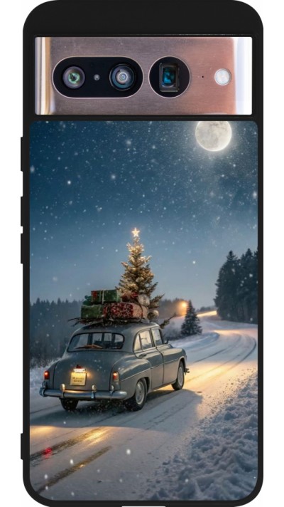 Google Pixel 8 Case Hülle - Silikon schwarz Christmas 25 Car with Tree Xmas