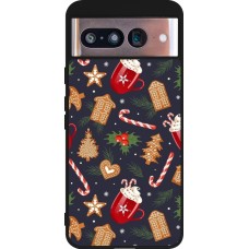Google Pixel 8 Case Hülle - Silikon schwarz Christmas 25 Pattern Gingerbread House