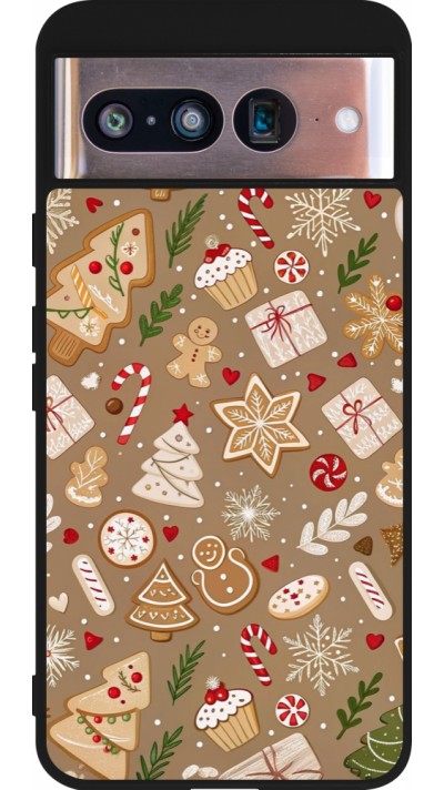 Google Pixel 8 Case Hülle - Silikon schwarz Christmas 25 Pattern Ginger Cookie