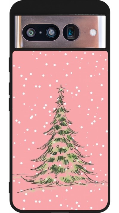 Google Pixel 8 Case Hülle - Silikon schwarz Christmas 25 Pink Tree