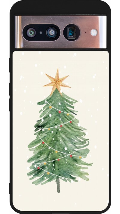 Google Pixel 8 Case Hülle - Silikon schwarz Christmas 25 Sketch Tree