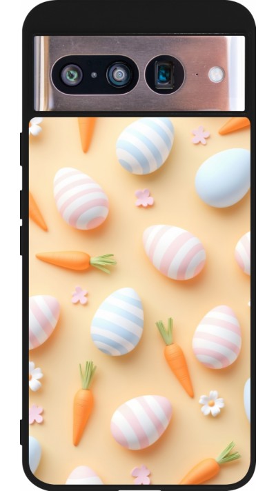 Google Pixel 8 Case Hülle - Silikon schwarz Easter 2026 Pattern Easter