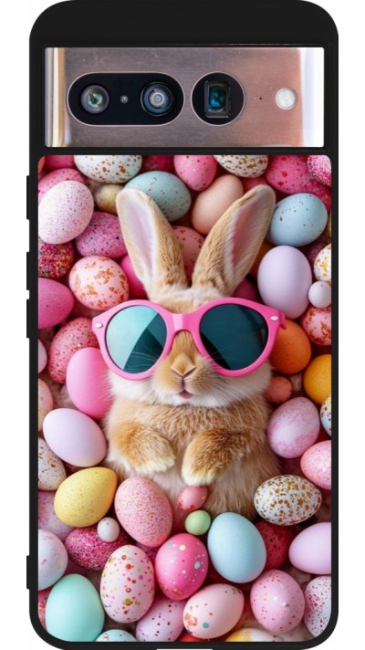 Google Pixel 8 Case Hülle - Silikon schwarz Easter 2026 Rabbit fun