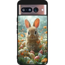 Google Pixel 8 Case Hülle - Silikon schwarz Easter 2026 Rabbit in the garden