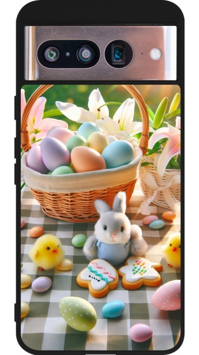 Google Pixel 8 Case Hülle - Silikon schwarz Ostern 2025 Osterkorb