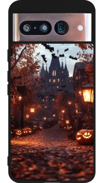 Google Pixel 8 Case Hülle - Silikon schwarz Halloween 2025 Haunted house