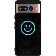 Google Pixel 8 Case Hülle - Silikon schwarz Happy smiley irisirt