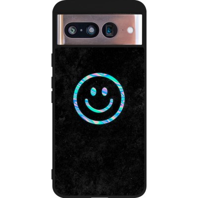 Google Pixel 8 Case Hülle - Silikon schwarz Happy smiley irisirt