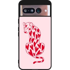 Google Pixel 8 Case Hülle - Silikon schwarz Leopard with hearts 2026