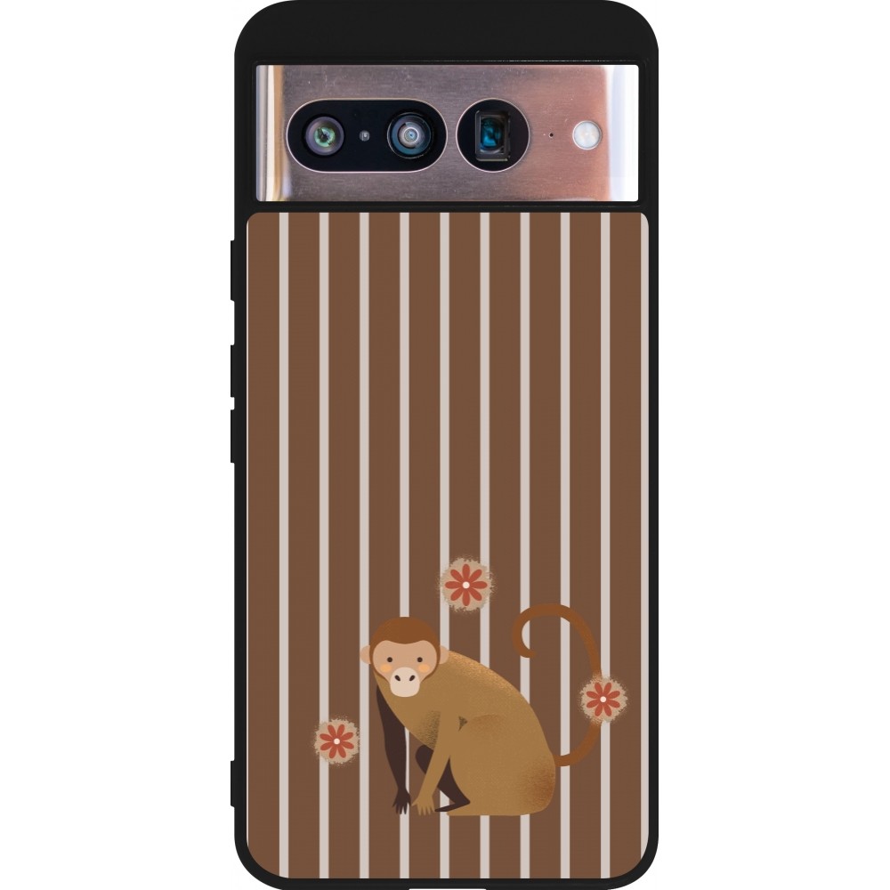 Google Pixel 8 Case Hülle - Silikon schwarz Monkey with stripes