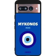Google Pixel 8 Case Hülle - Silikon schwarz Pop Summer Destination Mykonos